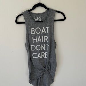 Gray Sleeveless Graphic Tank Top